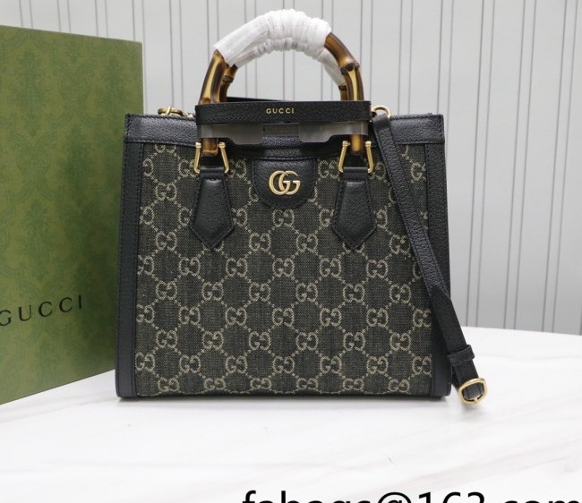 Gucci Diana GG Denim Small Tote Bag 660195 Black 2022