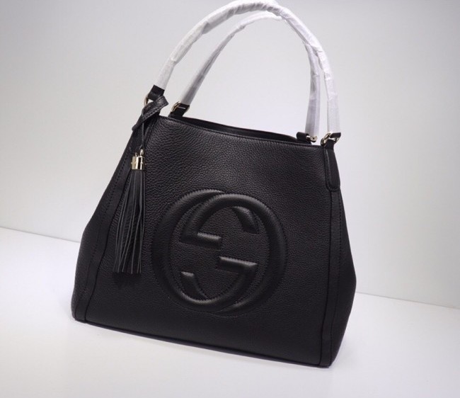 Gucci Interlocking G Leather Medium Top Handle bag 282309 Black 2022