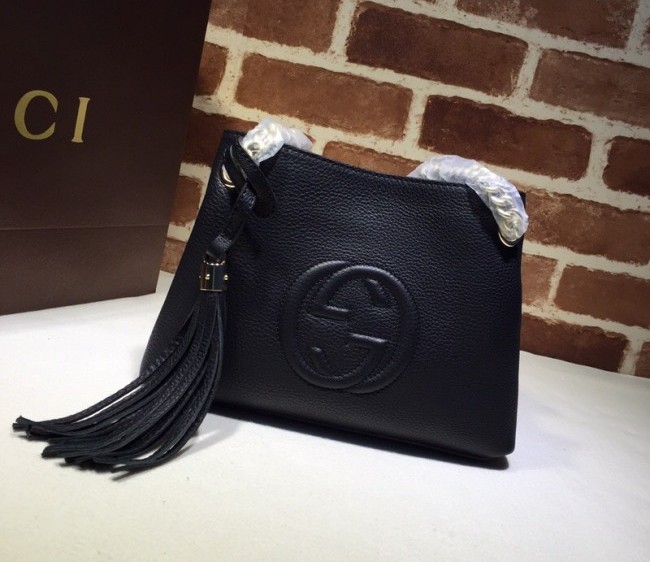 Gucci Interlocking G Leather Small Tote bag 387043 Black 2022