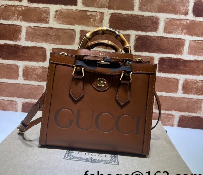 Gucci Diana Embossed Logo Leather Small Tote Bag 660195 Brown 2022