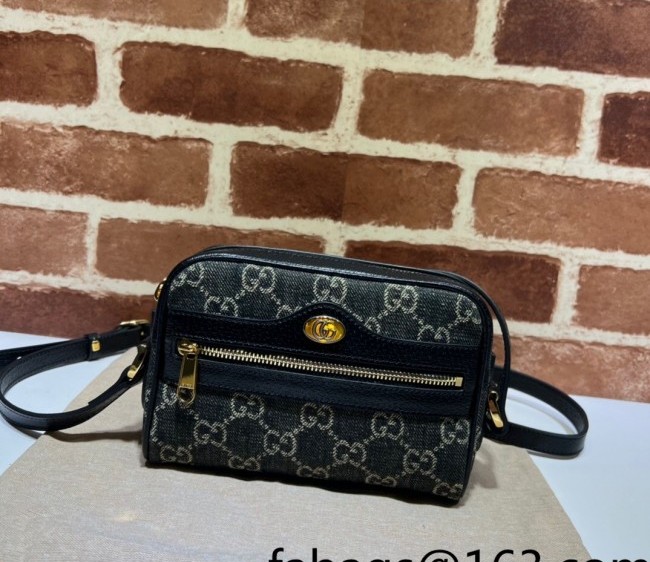 Gucci Ophidia Mini Bag in Black GG Denim Jacquard 517350 2022