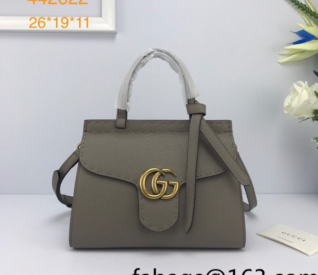 Gucci GG Marmont Medium Top Handle Bag in Grainy Calfskin 442622 Grey 2022