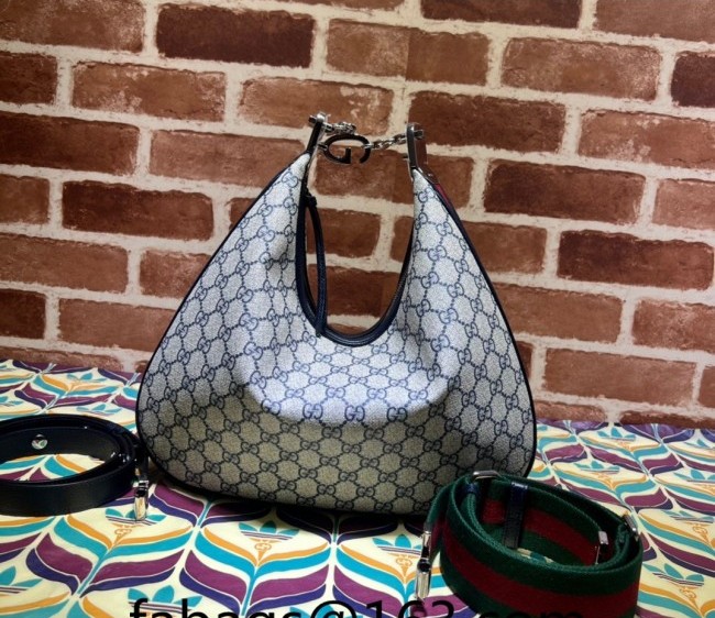 Gucci Attache GG Canvas Large Shoulder Bag with G Hook 702823 Grey/Blue 2022