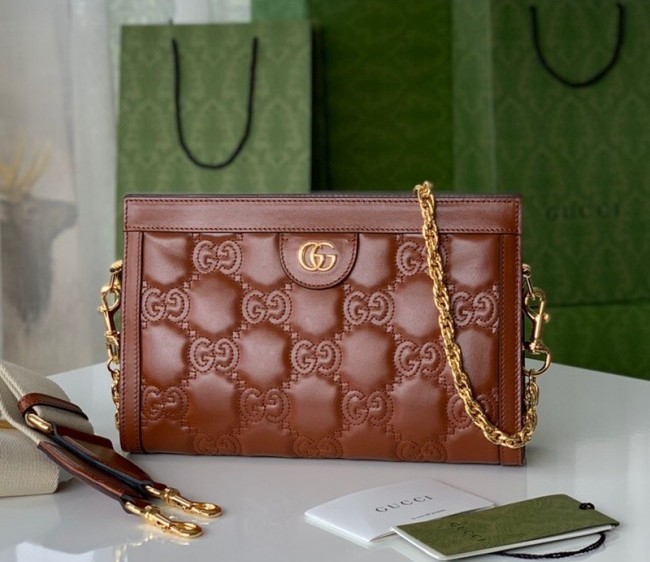 Gucci GG Matelasse Leather Shoulder Bag ?702200 Brown 2022