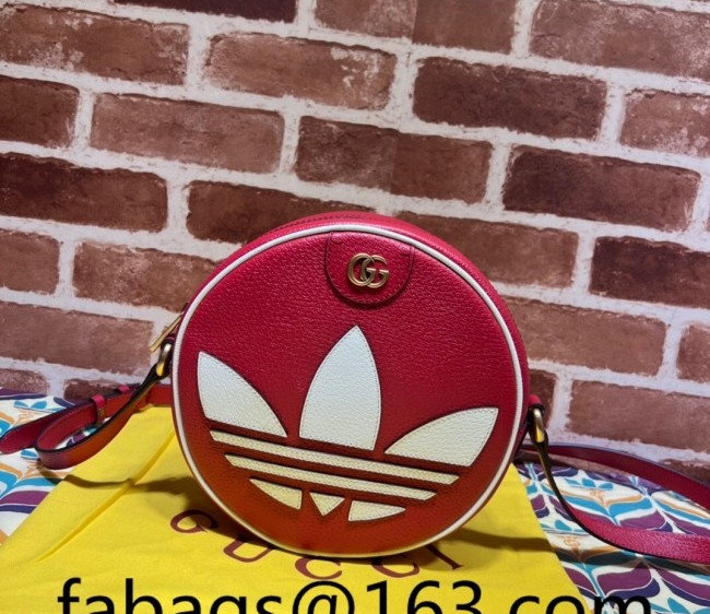 adidas x Gucci Ophidia Leather Round Shoulder Bag 702626 Red 2022