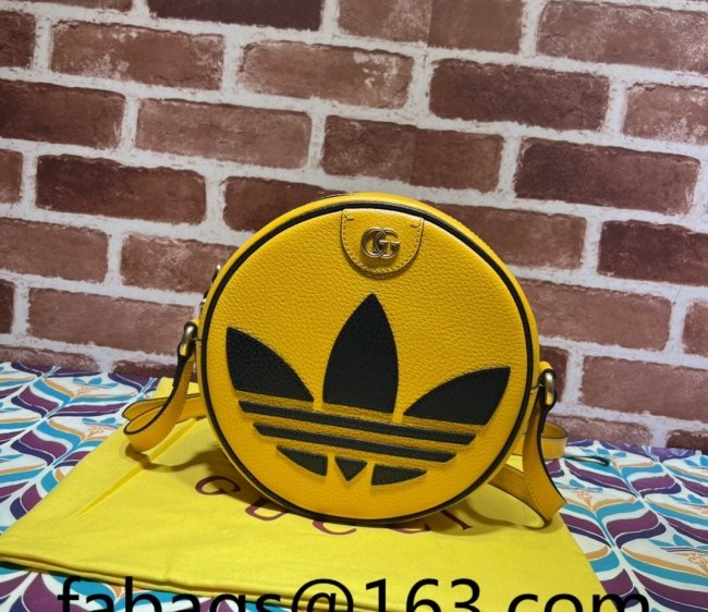 adidas x Gucci Ophidia Leather Round Shoulder Bag 702626 Yellow 2022