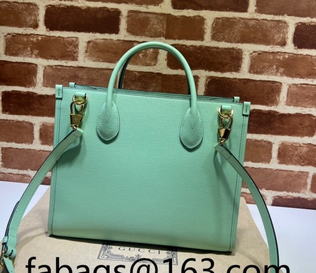 Gucci Bananya Print Leather Small Tote Bag 659983 Pale Green 2022