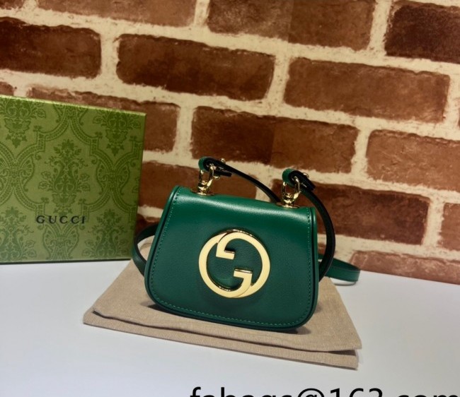 Gucci Blondie Leather Card Case Wallet with Interlocking G 698635 Green 2022