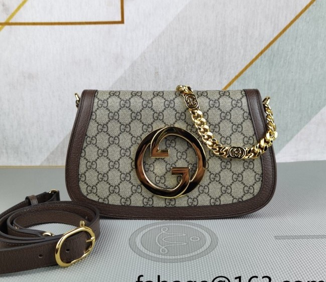 Gucci Blondie GG Canvas Shoulder Bag with Interlocking G 699268 Brown 2022