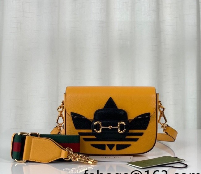 adidas x Gucci Horsebit 1955 Mini Bag in Trefoil Print Leather ?658574 Yellow 2022