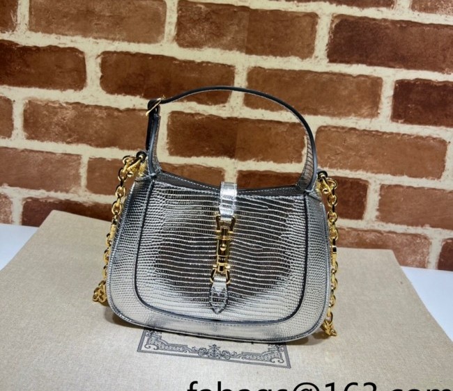 Gucci Jackie 1961 Lizard-Like Mini Bag 675799 Silver 2022