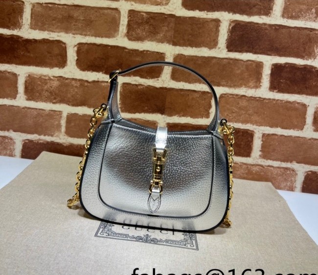 Gucci Jackie 1961 Leather Mini Bag 675799 Silver 2022