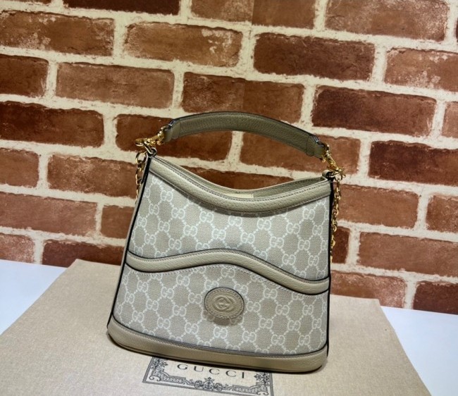 Gucci Large Shoulder Bag with Interlocking G 696011 Beige/White 2022