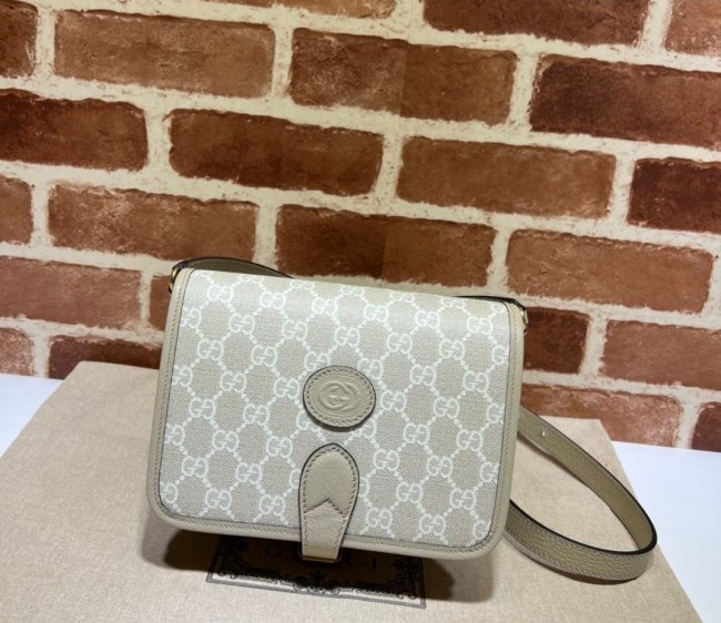 Gucci Mini Shoulder Bag with Interlocking G 671620 Beige/White 2022