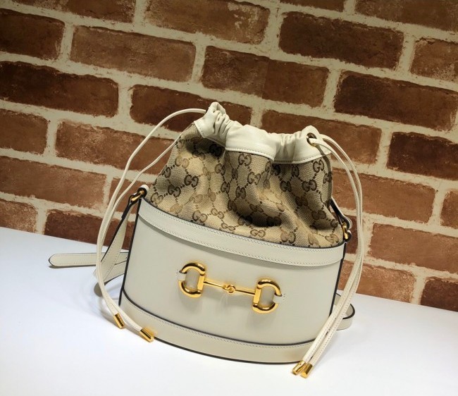 Gucci 1955 Horsebit Bucket Bag 602118 Camel/White 2022