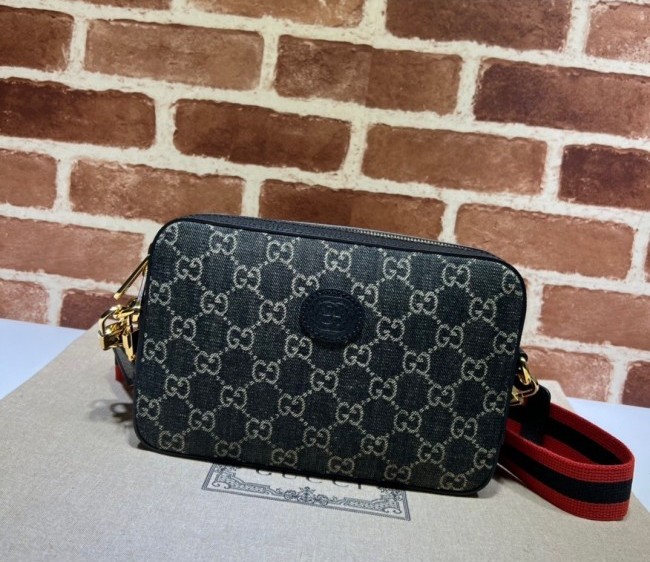 Gucci GG Denim Shoulder bag 699133 Black 2022