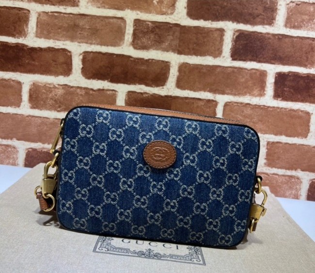 Gucci GG Denim Shoulder bag 699133 Blue 2022