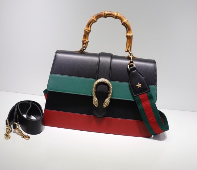 Gucci Dionysus Medium Bamboo Top Handle Bag 421999 Black/Green/Red 2022