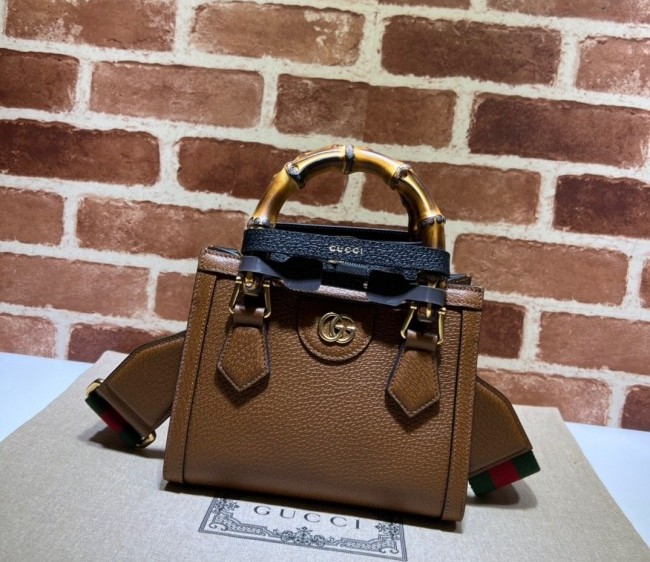 Gucci Diana Leather Mini Tote Bag 702732 Brown 2022