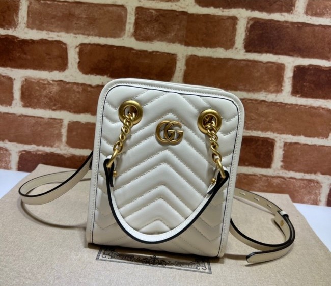 Gucci GG Marmont Matelasse Leather Mini Bag 696123 White 2022