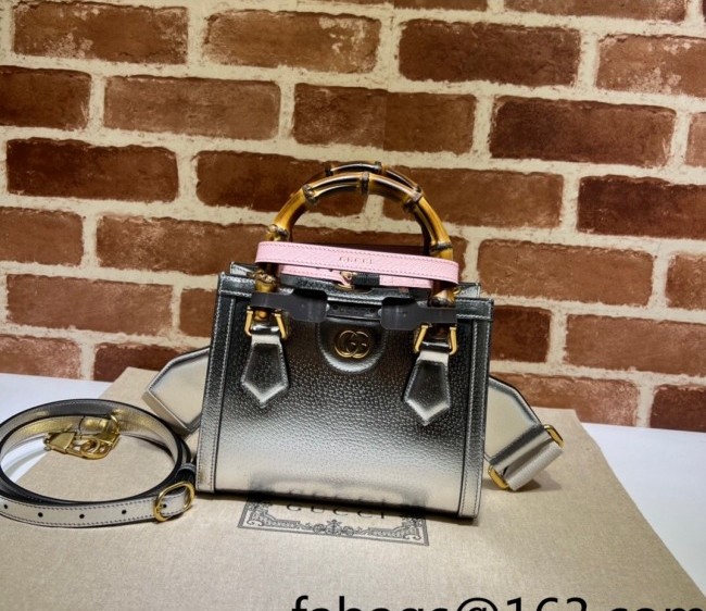 Gucci Diana Leather Mini Tote Bag 702732 Silver 2022