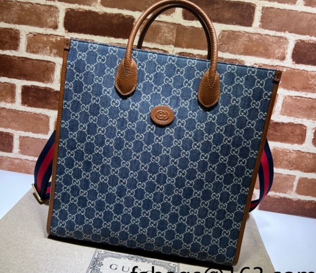 Gucci GG Denim Tote Bag 674155 Blue 2022