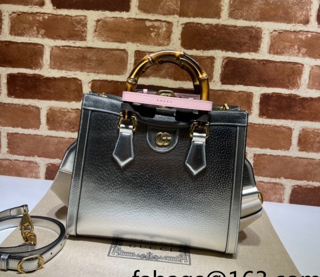 Gucci Diana Leather Small Tote Bag ?702721 Silver 2022