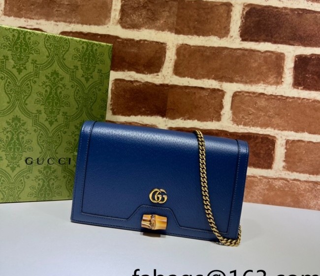 Gucci Diana Bamboo Chain Wallet 696817 Royal Blue 2022