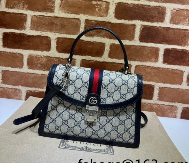 Gucci Ophidia Small Top Handle Bag with Web ?651055 Beige/Blue 2022