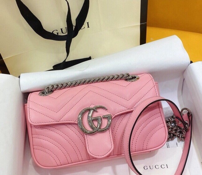 Gucci GG Marmont Leather Mini Bag 446744 Sakura Pink 2022