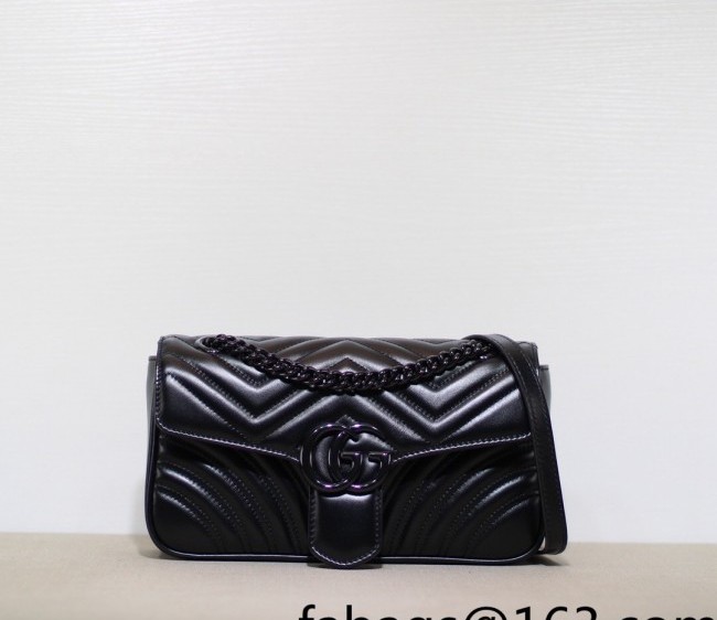 Gucci GG Marmont Small Shoulder Bag 443497 All Black 2022