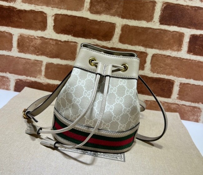 Gucci GG Canvas with Web Mini Bucket Bag 550620 Beige/White 2022