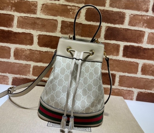 Gucci Ophidia GG Canvas Small Bucket Bag 550621 Beige/White 2022