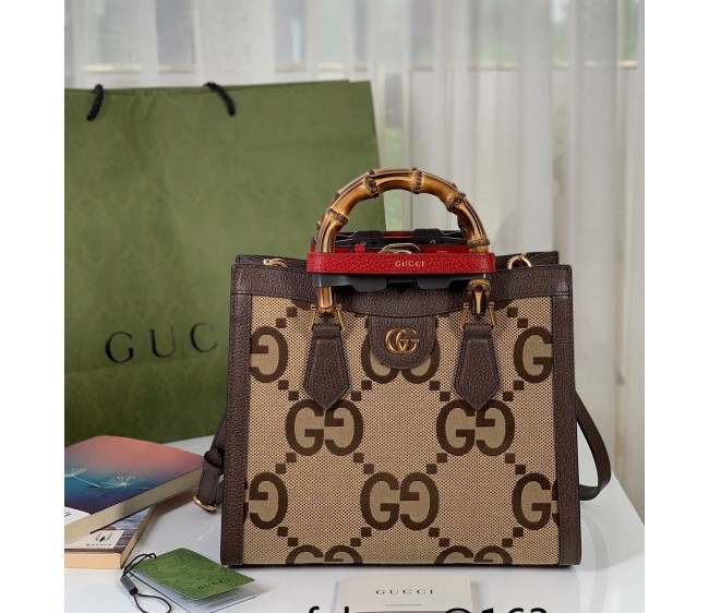 Gucci Diana Jumbo GG Small Tote Bag 660195 Camel/Red 2022