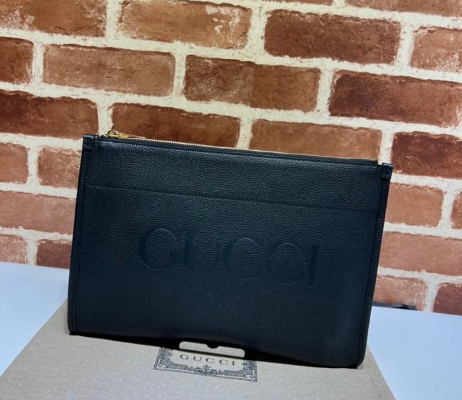 Gucci Leather Pouch with Gucci logo 681200 Black 2022