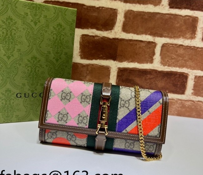 Gucci Jackie 1961 Geometric Print GG Canvas Chain Wallet 652681 2022