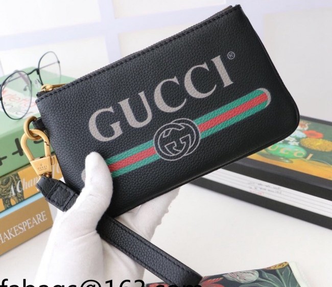 Gucci Leather Logo Web Pouch 526886 Black 2022