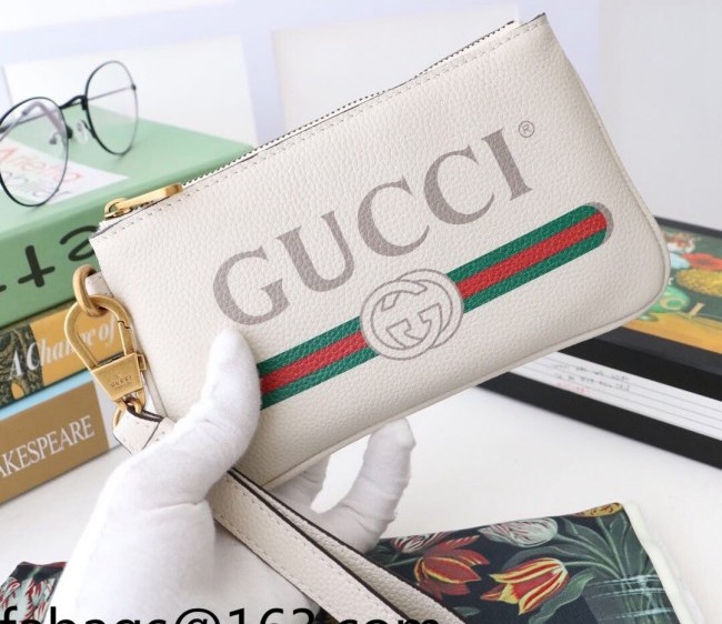 Gucci Leather Logo Web Pouch 526886 White 2022