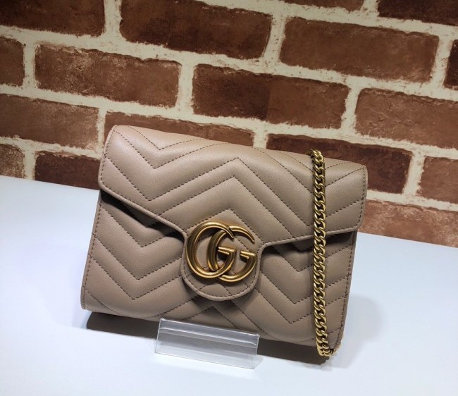 Gucci GG Marmont Matelasse Leather Chain Mini Bag 474575 Milk Teal Beige 2022