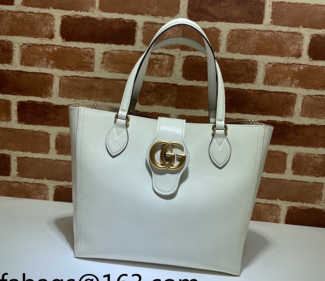 Gucci Leather GG Small Tote Bag 652680 White 2022