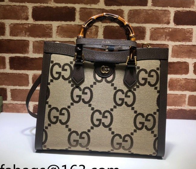 Gucci Diana Jumbo GG Canvas Medium Tote Bag 655658 Camel Brown 2022