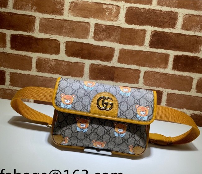 KAI x Gucci Beer Print Small Belt Bag 647817 Yellow 2021