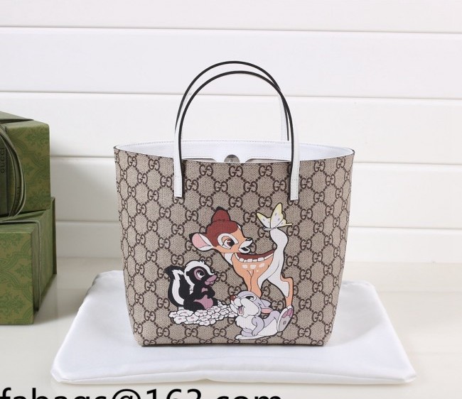 Gucci Children's GG Canvas Tote Bag with Deer Print 410812 White 2022 25