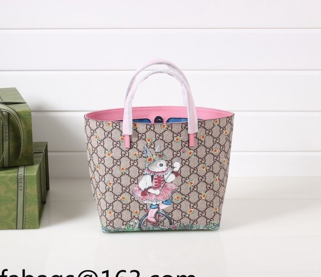 Gucci Children's GG Canvas Tote Bag with Rabbit Print 410812 Pink 2022 12