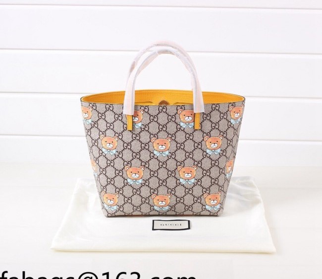 Gucci Children's GG Canvas Tote Bag with Beers Print 410812 Yellow 2022 09