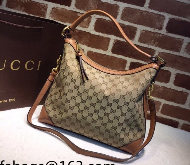 Gucci GG Canvas Medium Top Handle Bag 326514 Camel Brown 2022