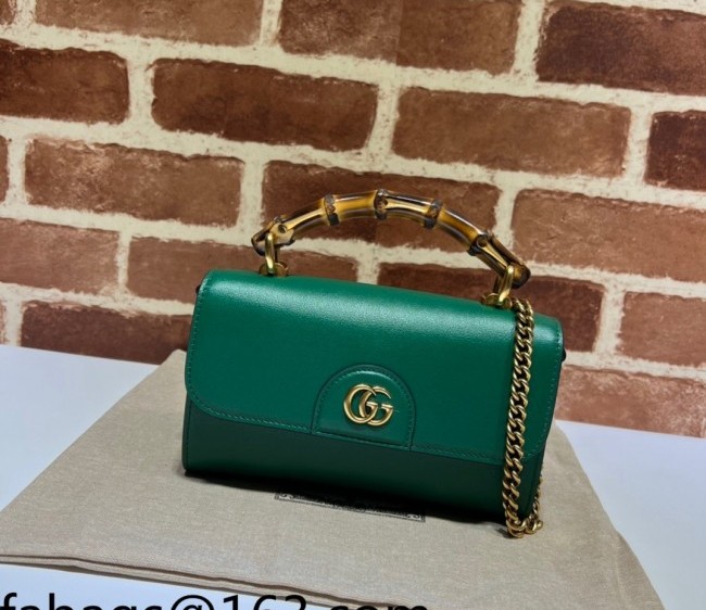 Gucci Bamboo Leather Mini Bag 675795 Green 2022