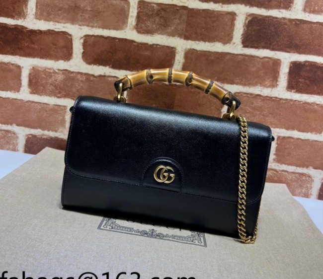 Gucci Bamboo Leather Small Bag 675794 Black 2022