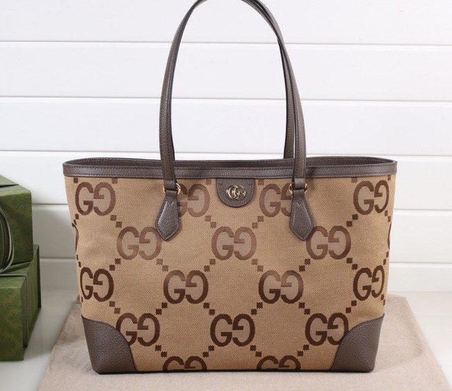 Gucci Jumbo GG Canvas Medium Tote Bag with Web 631685 Camel Brown 2021