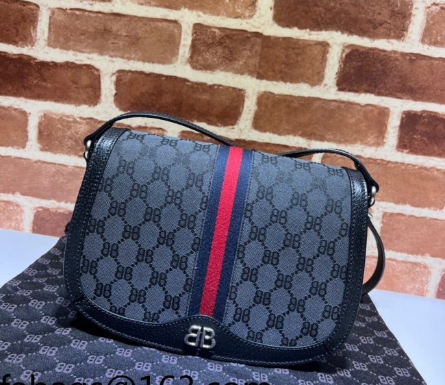 Gucci x Balenciaga Ophidia BB Canvas Small Shoulder Bag 680121 Black 2022